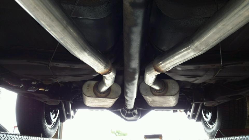 Dual exhaust system from underside