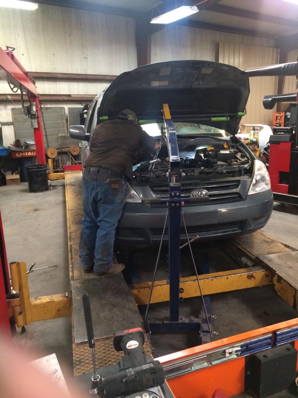 Vehicle on alignment rack